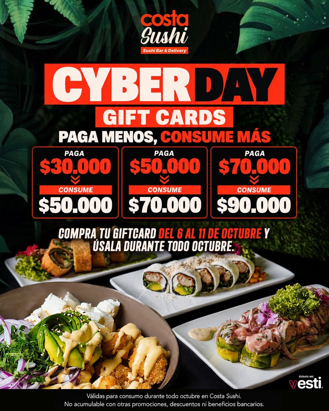 Flyer de CYBER DAYS COSTA SUSHI DEL 6 AL 11 DE OCTUBRE